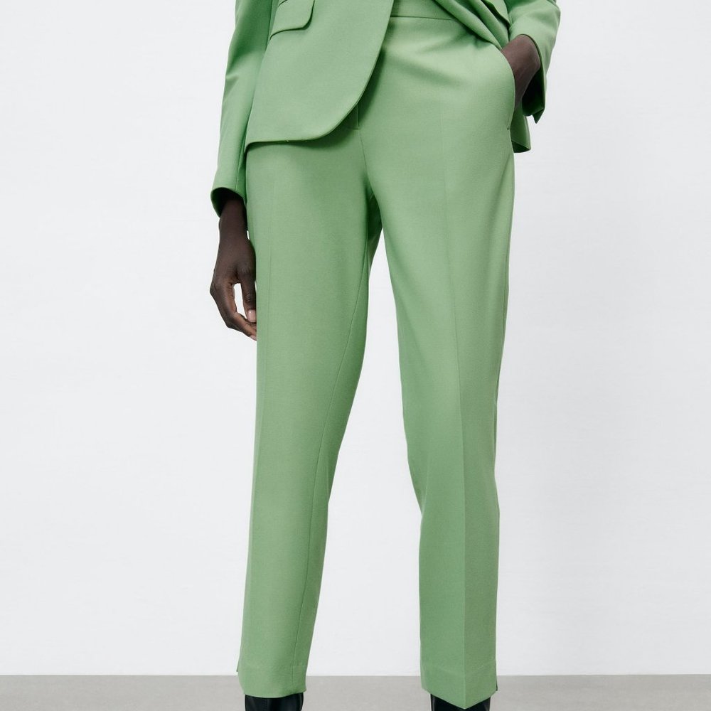 ZARA Cropped Trousers in Pista Green - S - Picture 3 of 10